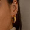 18K Gold Stainless Steel C Earrings Simple Meniscus Geometric Stud Earrings Stylish Twist Curved Ear Jewelry