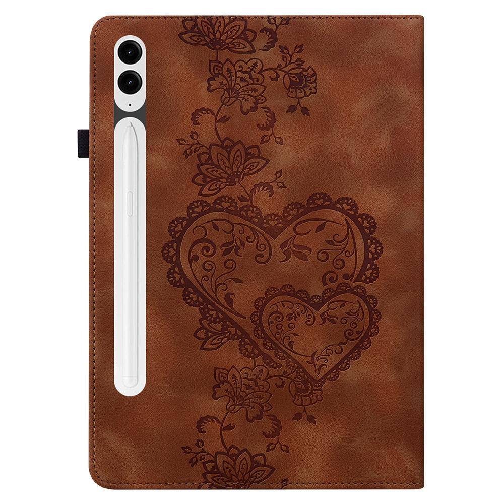 Leather Case For Samsung Galaxy Tab S10+/S9 FE+/S9+ Heart Imprint Foldable Stand Card Slot Stylus Holder Tablet Cover