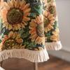 Amerikanische Tischdecke Jacquard Sonnenblume Tischdecke Runde Tischdecke Geeignet für Feiertagsküchen, Wohnzimmer, Familientreffen