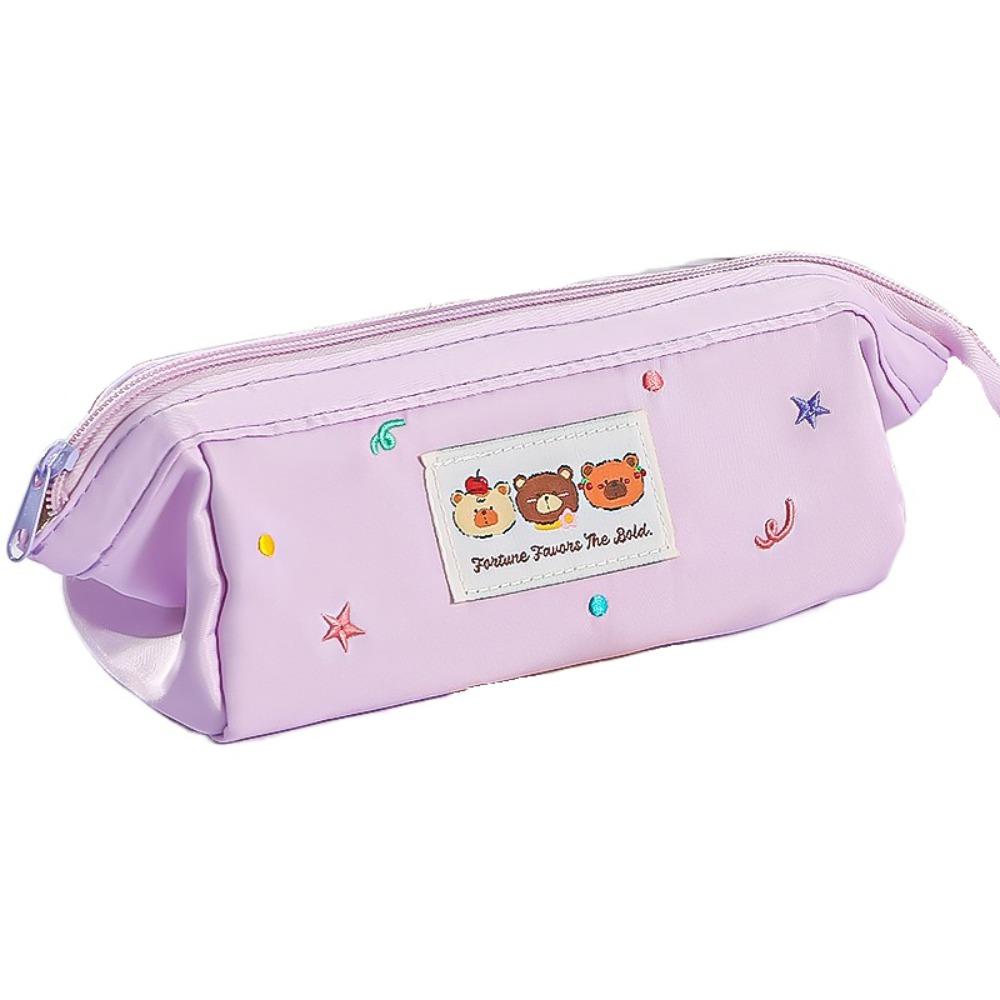 Embroidered Kawaii Pencil Bag Large Capacity Pen Pencil Case Stationery Bag  Student