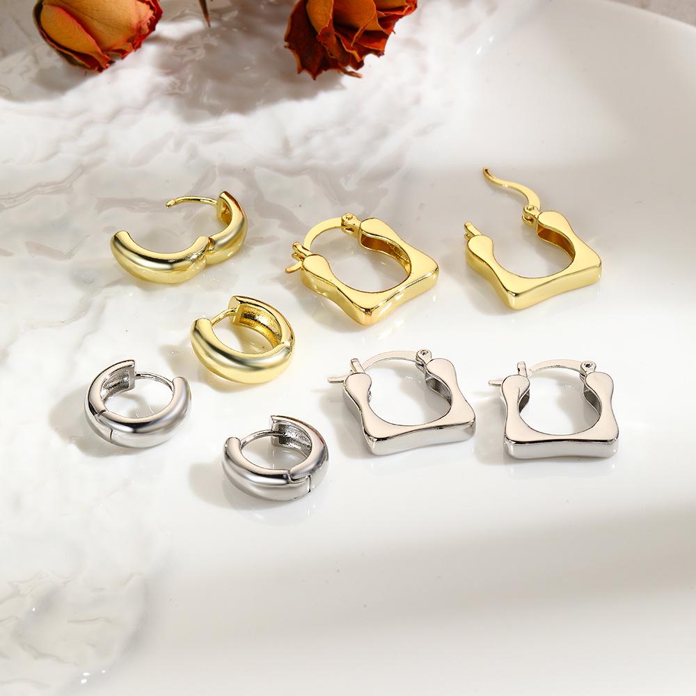 High-End Minimalist Glossy Square Ear Cuffs: Unique, Versatile Geometric Earrings for Women