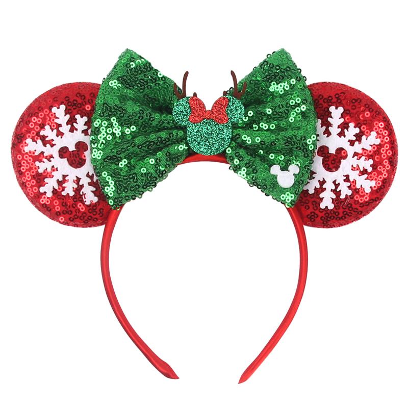 Neues Weihnachts-Mausohren-Stirnband für Mädchen Einheitsgröße Pailletten Schleife Haarband Festival Party DIY Haarschmuck Boutique