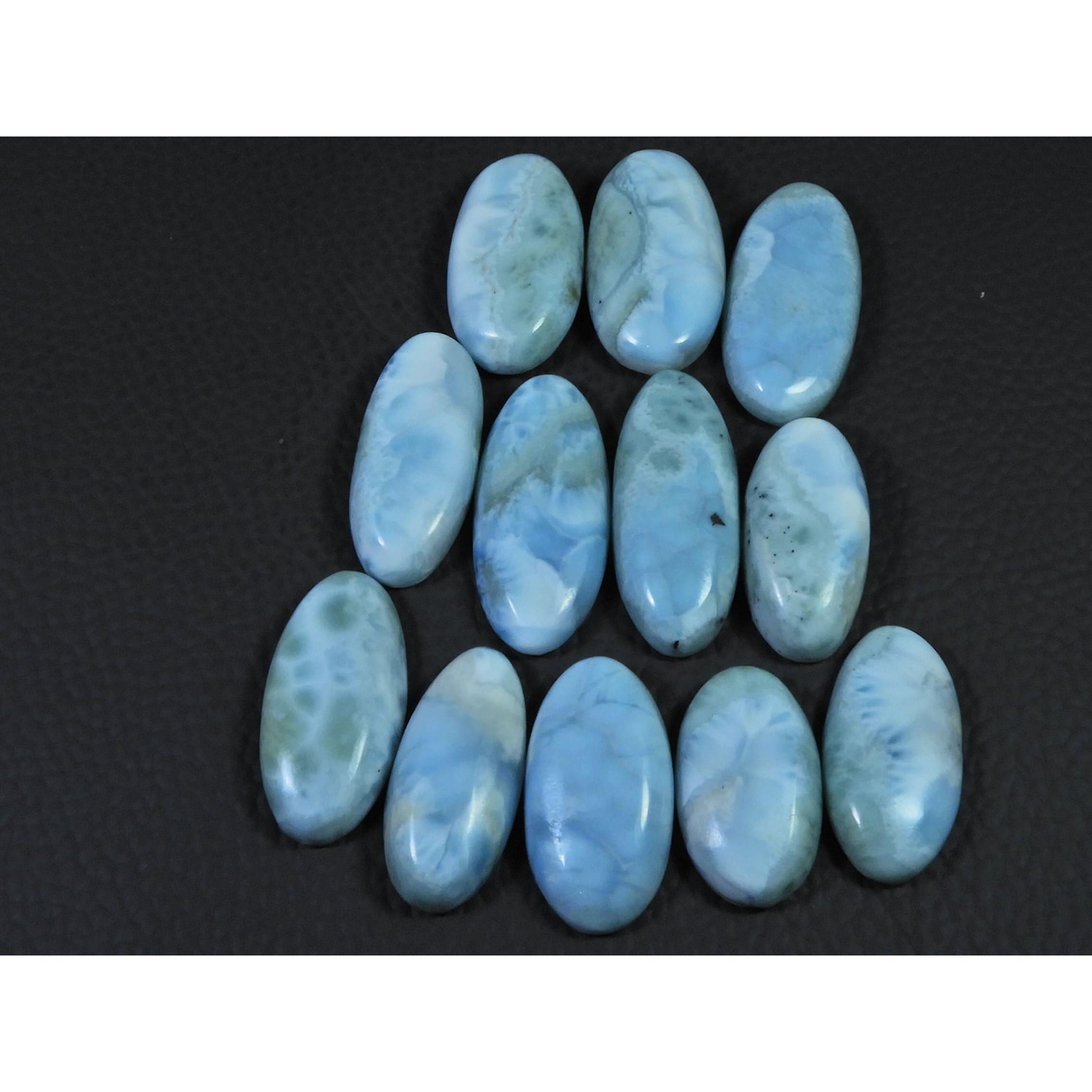 

239Cts. Natural Larimar Pectolite Oval Cabochon Loose Gemstone 12 Pcs Lot C-844