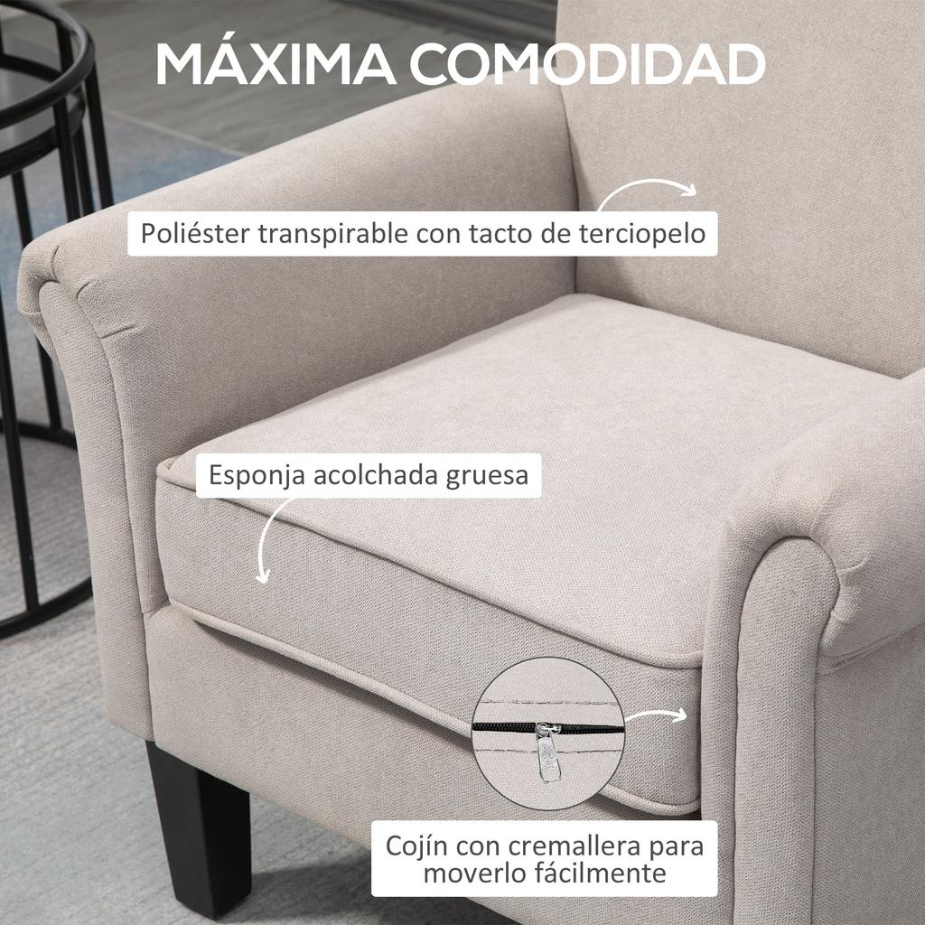 Living Room Armchair Upholstered in Fabric Relax Armchair with Armrests Removable Seat for Bedroom 79x78x87 cm Grey