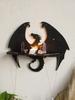Gothic Black Dragon Wooden Floating Wall Shelf Crystal Shelf Moon Phase Candle Holder Wall Rack Aesthetic Witchy Room Decoration