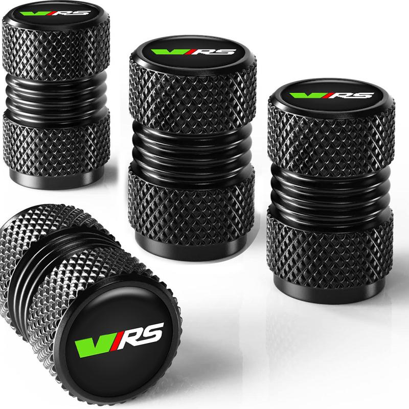 For Skoda VRS Octavia 1 2 3 Rapid Kodiaq Karoq Fabia Kamiq Superb Knurling Tire Valve Aluminum Silver Car Tire Valve Stems Cap