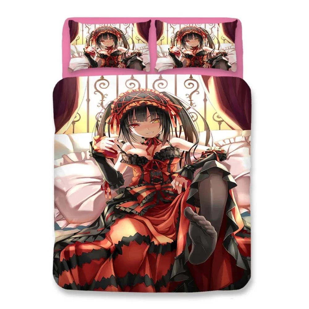 Anime Seksowna Dama Pościel Poszewka na Kołdrę Pokrowce na Kołdrę do Sypialni Rozmiar Jednoosobowy Twin King Pokrowiec na Pikowaną Kołdrę Tekstylia Domowe 2/3 SZT