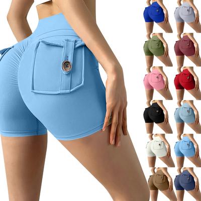 Pantalones Cortos de Yoga Casuales para Mujer con Trasero Melocotón, Cintura Alta, Bolsillo, Deportivos, Fitness, Nude, Alto Rebote, para Correr, Secado Rápido, Tres Cuartos