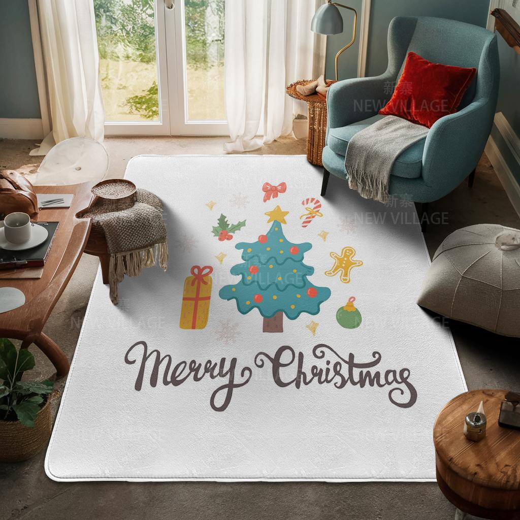 House Entrance Carpet Home Door Mat Living Room Bath Foot Bathroom Non-slip Water Absorption Rugs Bath Merry Christmas Winter