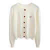 Andy fleece washing water, embroidered bow knitted cardigan jacket women's autumn and winter sweater lazy short