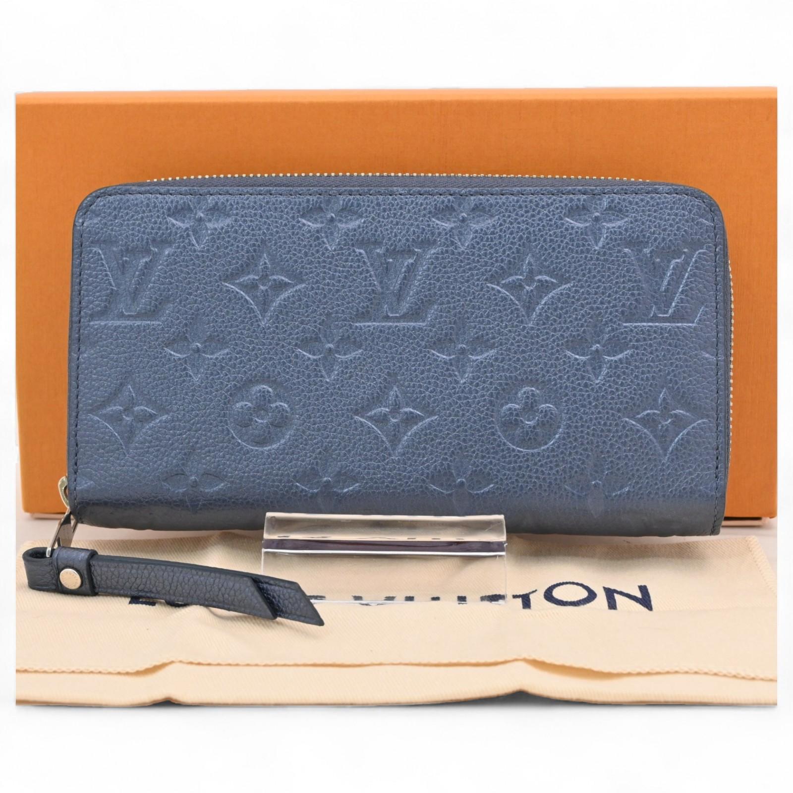 

Auth Louis Vuitton Empreinte Blue Metallic Zippy Wallet lv5850gg