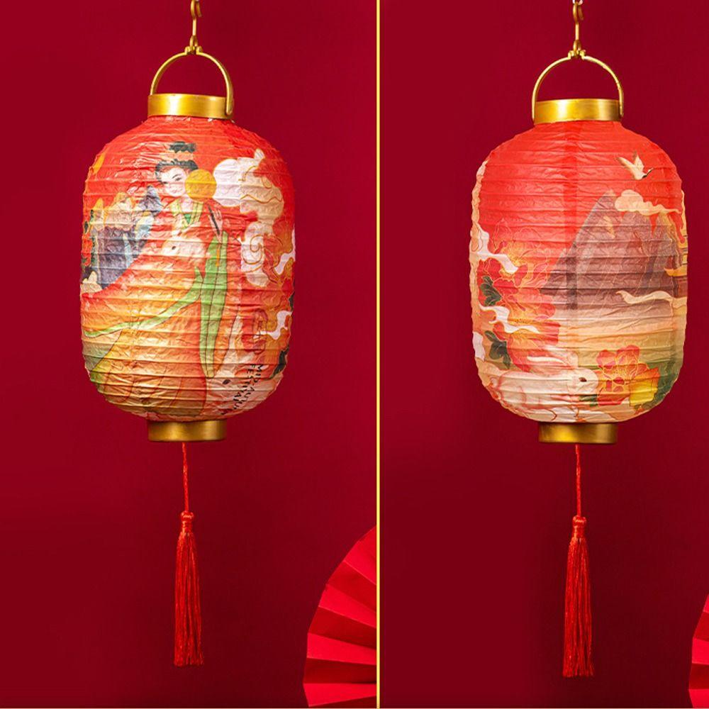 Chinese Style Chinese Style Lantern Traditional Festival Hanging Festival Antique Lantern Portable Good Luck Round Paper Lantern