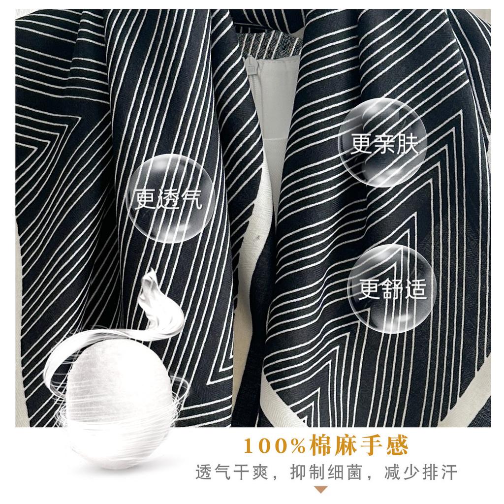 Simple black and white striped 71 square scarf silk scarf female Korean spring and autumn neck protection small scarf headscarf scarf for mother shawl