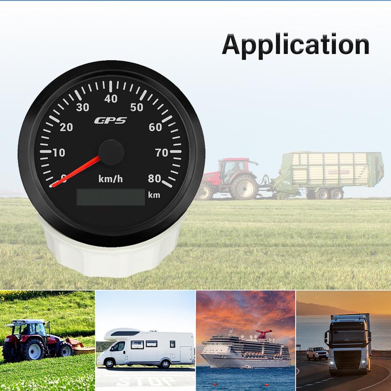 Rhaxel 85mm GPS Speedometer Odometer 0-80KM/H with GPS Antenna 7 Colors Backlight Speed Indicator for Motorboat Trucks