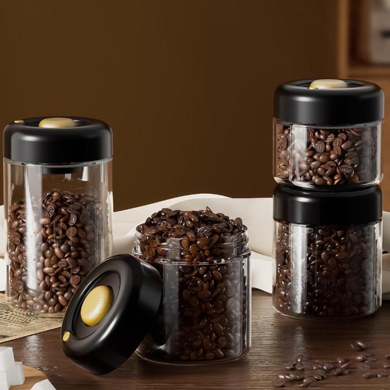 Coffee Beans Vacuum Sealed Tank Transparent Glass Food Storage Jars Household Moisture-Proof Air Extraction Airtight Container