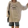 2023 Autumn Winter Velvet Lapel Hoodie: Mid-Length Student Hong Kong Style, Chic Printed Long Sleeve.