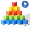 50 Pieces Wood Blocks Building Playing Counting Creative Crafts Math Sorting Toys Small Cubes