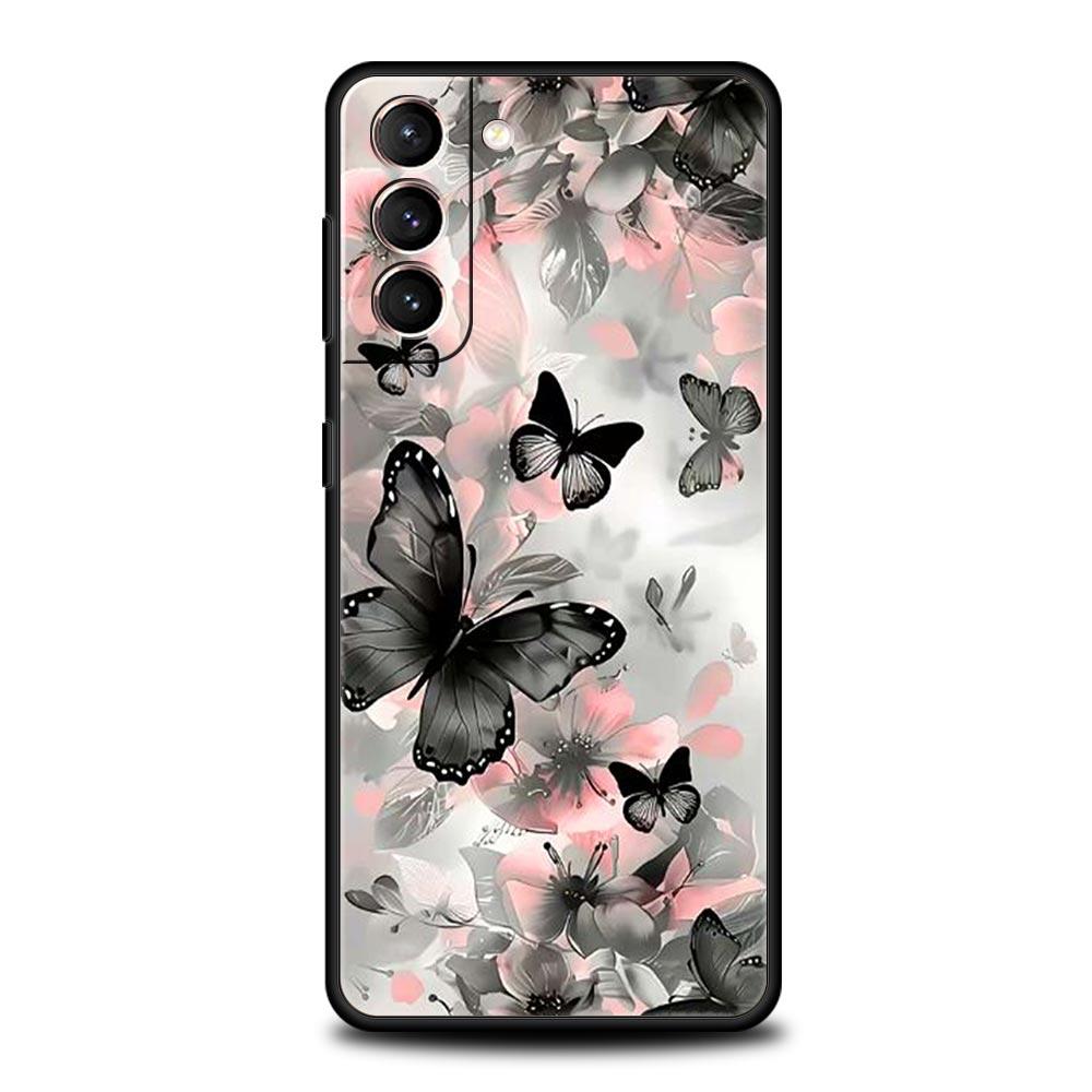 Fashionable Butterfly Flower Pattern Phone Case for Samsung Galaxy S26 S25 S24 S23 S22 S20 S21 FE Ultra S25 Edge Plus Soft TPU