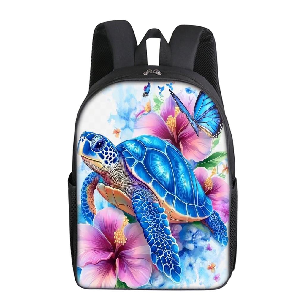 Sea Turtle Coral Print Single Layer Backpack Simple Style for Boys/Girls Children Best Gifts 2D Flat Cartoon School Bags