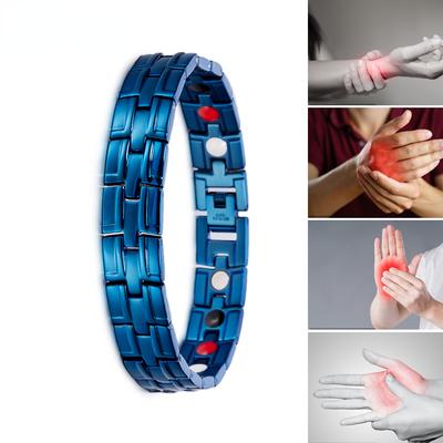 Ikuinen Magnetic Bracelet Male Blue Stainless Steel Magnetic Bracelets for Men Chain Jewelry Waterproof