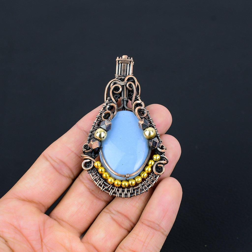 Owyhee Opal Pendant, 999 Copper Wire Wrapped Jewelry, Gemstone Pendant, Gift For Her Handmade Dainty Jewelry
