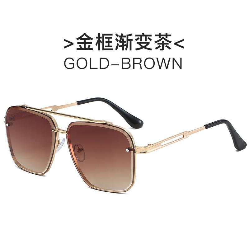 New European and American fashion double beam trimmed metal square sunglasses men's trend street sunglasses women