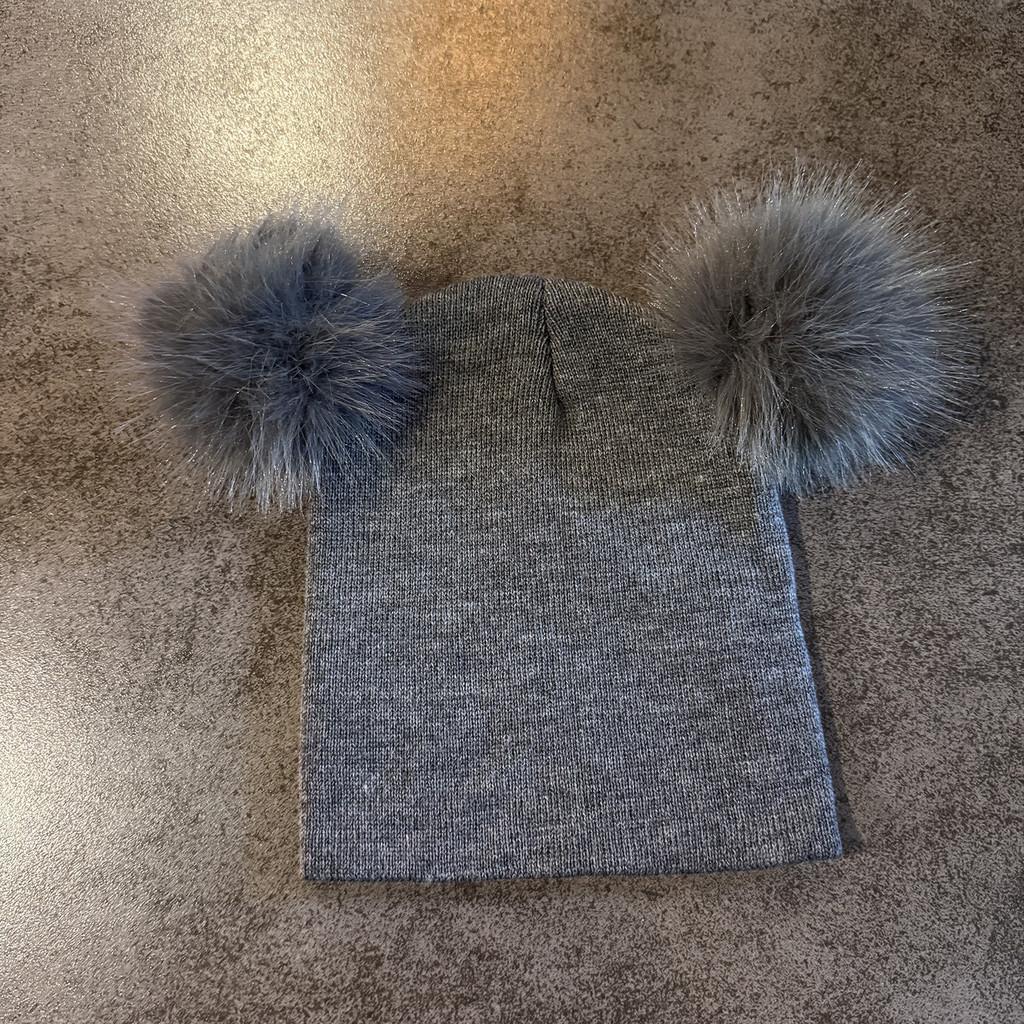 Solid Double Color Ball Knitted Cap Beanie With No Brim For Winter Daily Use