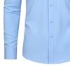 Chemise habillée printemps-automne pour hommes, col rabattu, coupe ajustée, extensible, simple boutonnage, manches longues, couleur unie, mi-longue, formelle, événement d'affaires, bureau