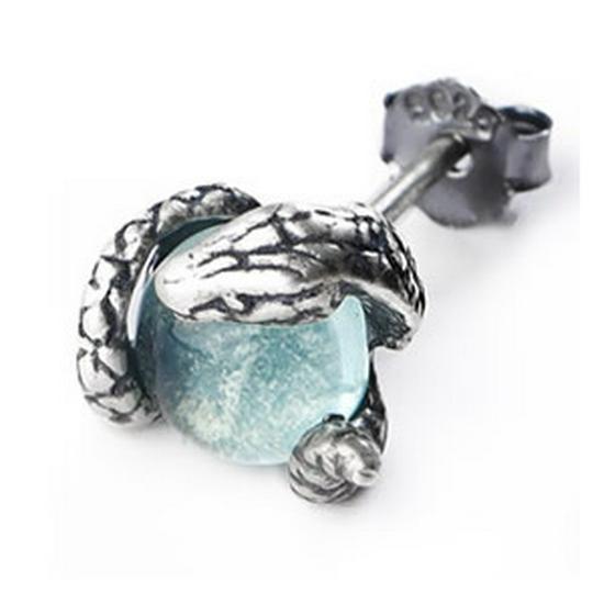 Men s Antique-Style S925 Sterling Silver Snake Topaz Stud Earrings 925 Silver