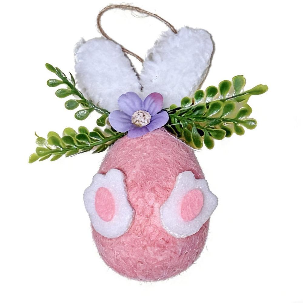 Cartoon Bunny Easter Eggs Hanging Decorations Flocking Photo Props Drop Ornament Scenery Landscaping Multicolor Hanging Pendant