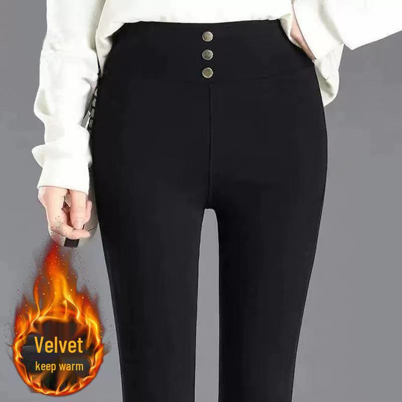 

Women s High-Waisted Slimming Three-Button Pencil Leggings XL 53-60 kg