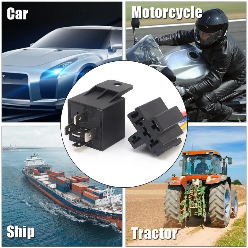 12V 5pin 40A Car Relay with SPDT Harness Sockets Color-Labeled Wires for Automotive Truck Van Motorcycle Boat Relay Harness