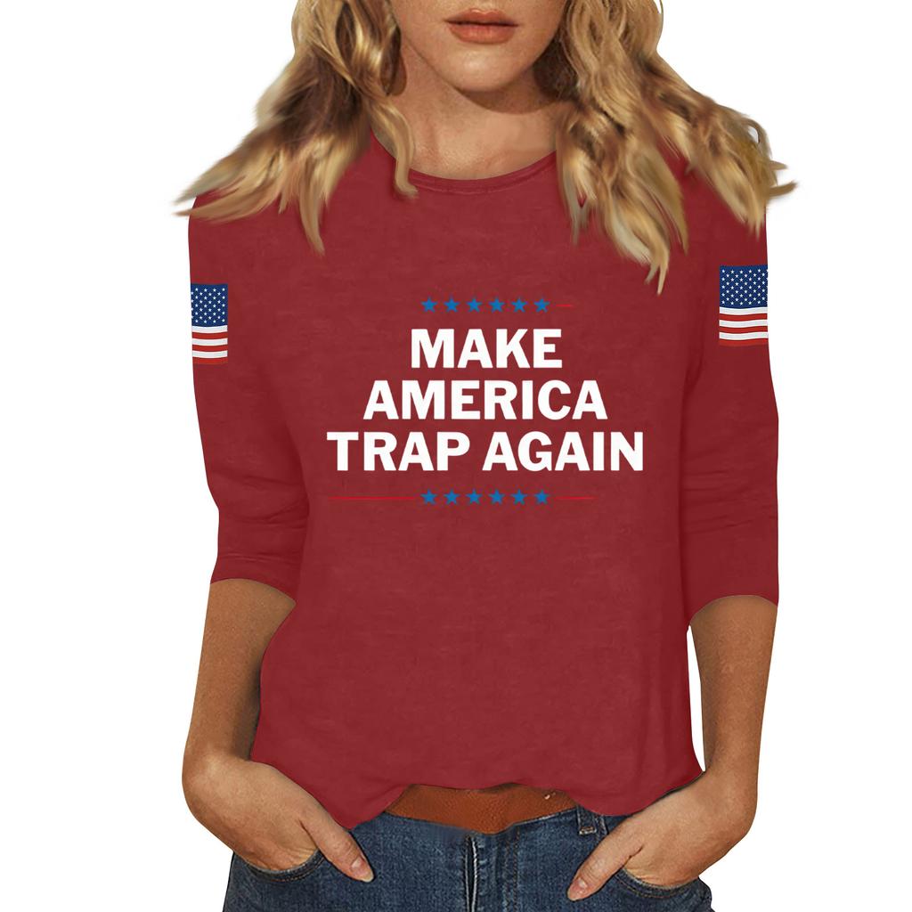 Women's Casual Fashionable Sexy Comfortable Neck Three-Quarter Sleeve Top