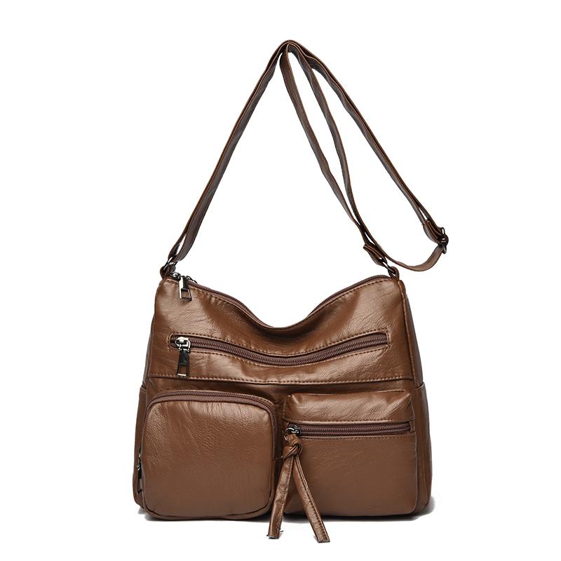 Dámská taška Vintage taška přes rameno Vícekapsá velkokapacitní taška crossbody