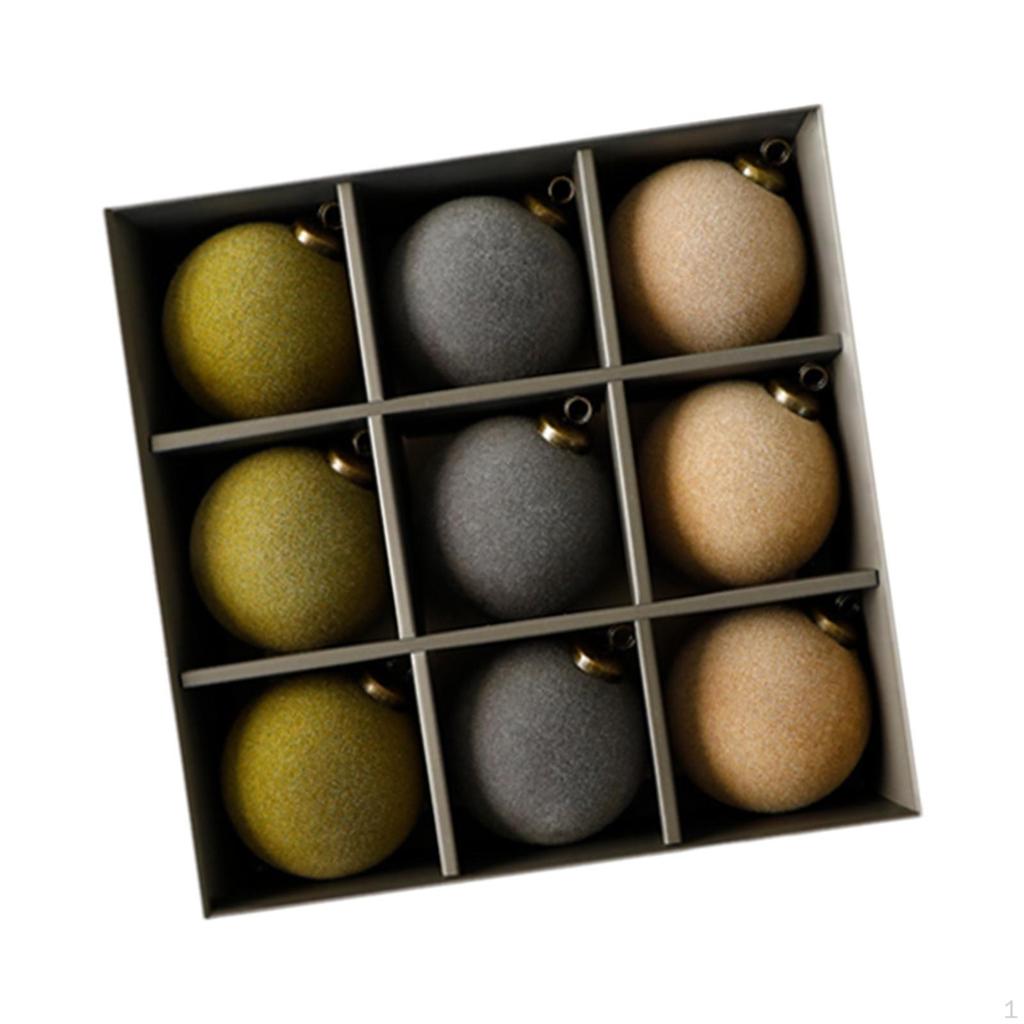 9 Pieces Christmas Tree Ornaments Velvet Ball Classic 3.15 inch Multicolor Sturdy Hanging Baubles