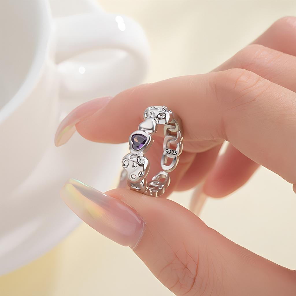 PANJBJ 925 Sterling Silver Multicolour Zircon Ring for Women Girl Fashion Sweet Versatile Jewelry Birthday Gift Dropshipping