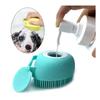 Sangelar Pet Grooming Bath Massage Brush with Soap and Shampoo Dispenser Soft Silicone Bristle for Long Short Haired Dogs Cats Shower