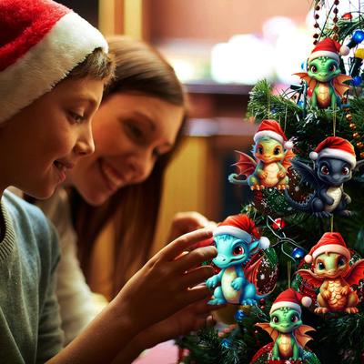 Christmas Dragon Pendant Cartoon Dragon Baby Acrylic Hanging Ornament Durable for Festive Tree Decoration