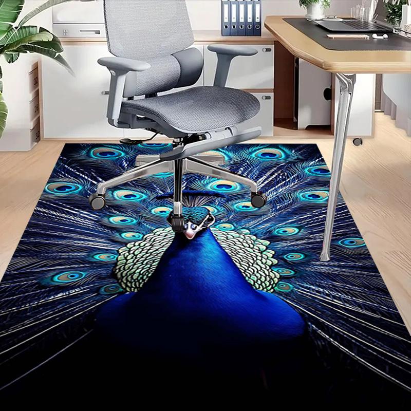 1PC peacock feathers Extra Large Non Slip Floor carpet, Office, family, bedroom, Studio Large Area Rug Indoor Rugs, Vibrant Colors