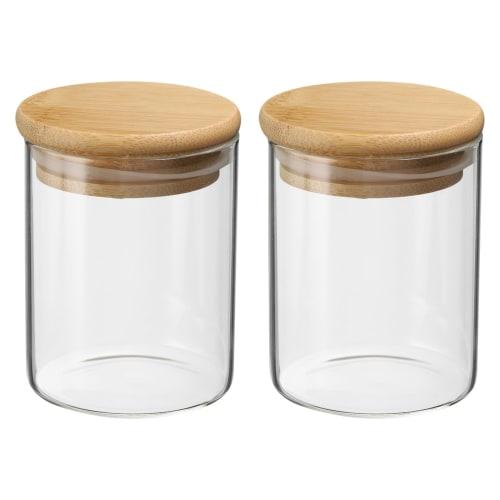 

PATIKIL 6.8 oz Glass Jars with Airtight Bamboo Lids, Set of 2, Clear Food Storage Jars for Nuts, Sugar, Coffee Beans, and Spices (8x6.5cm)