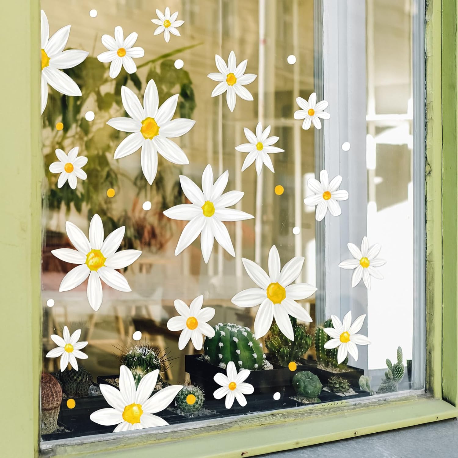88Pcs Valentine s Day Window Clings Pink Heart Window Stickers Reble PVC Love Heart Decal for Wedding Anniversary Glass Mirror Decor, 9 Sheet Daisy