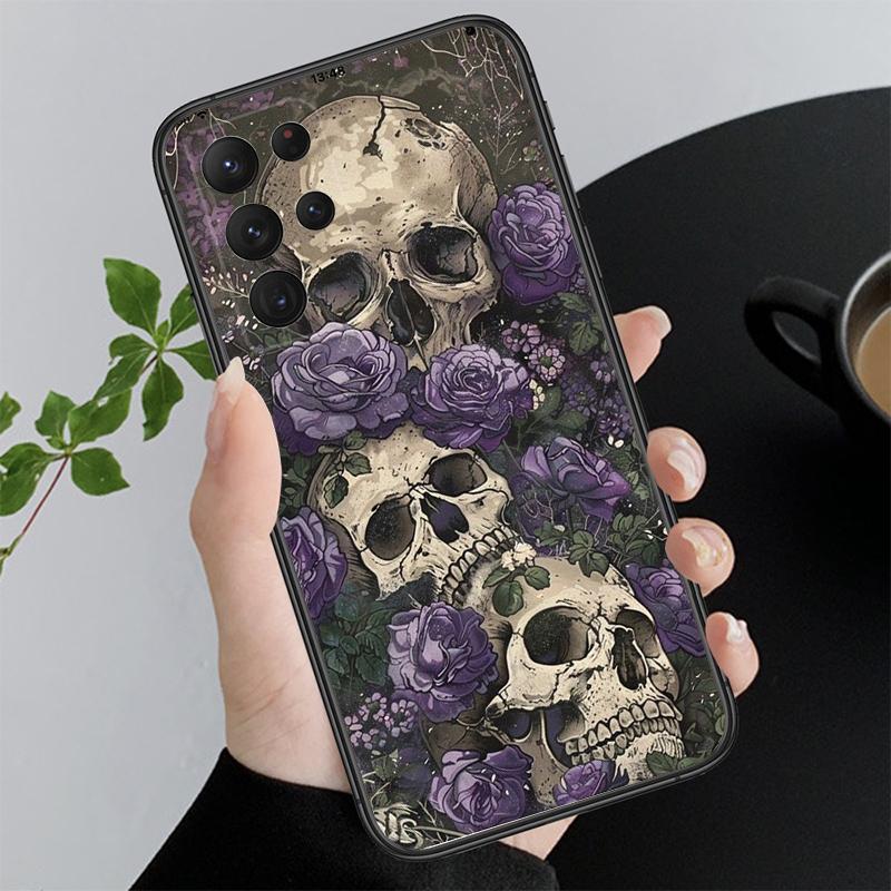 Skull Head Flower Art Phone Case For Samsung Galaxy A15 A35 A55 A52 A53 A54 A33 A34 A25 A05S A16 A14 A05 A51 A52S A71