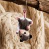 Crochet Rearview Mirror Accessory Handmade Knitted Screaming Possum Ornament  For Car Interior