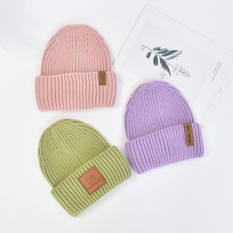 Winter Knit Beanie Hat Unisex  Custom Logo Ribbed Wool Knit Beanies Winter Luxury Warm Cuffed Beanie Hat for Women Men