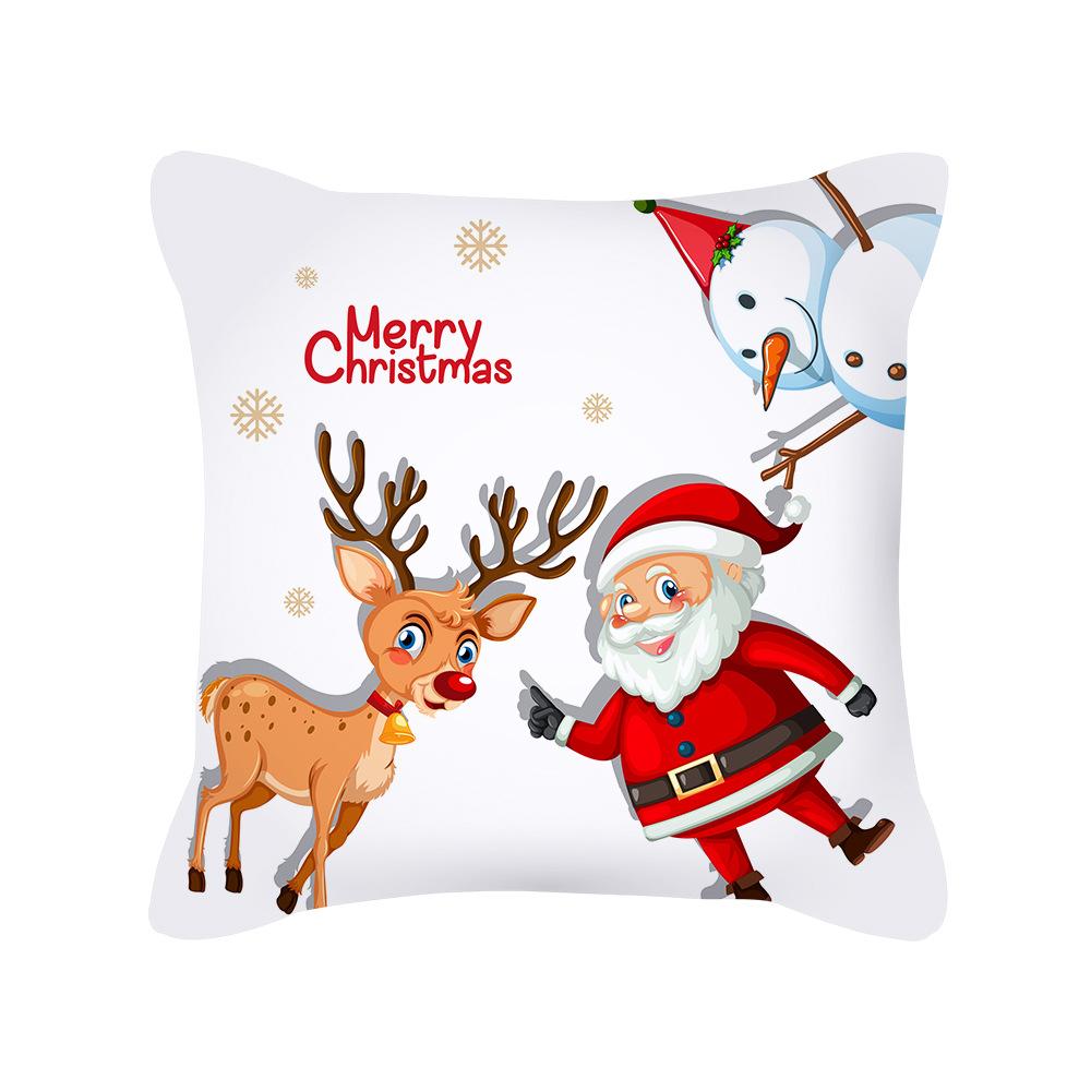 Nordic Style Christmas Pillow Cover Peach Skin Cartoon Santa Claus Office Sofa Cushion Cover Home