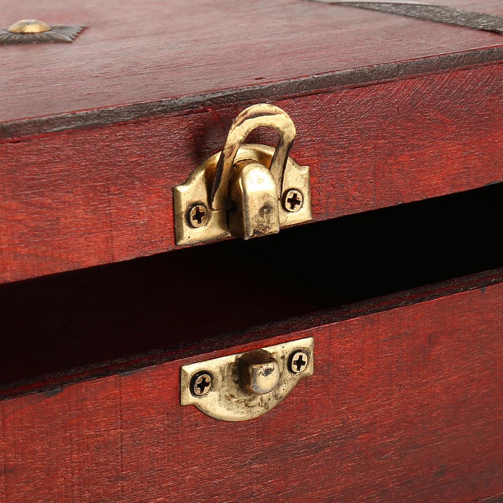 Wooden Vintage Treasure Chest Coin Jewellery  Storage Box With Lock Pirate Gift Boxes Organizer Container Decorative Gift