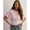QICED Women's Fashion Casual Solid Color Print Short Sleeve O Neck Blouses & Shirts