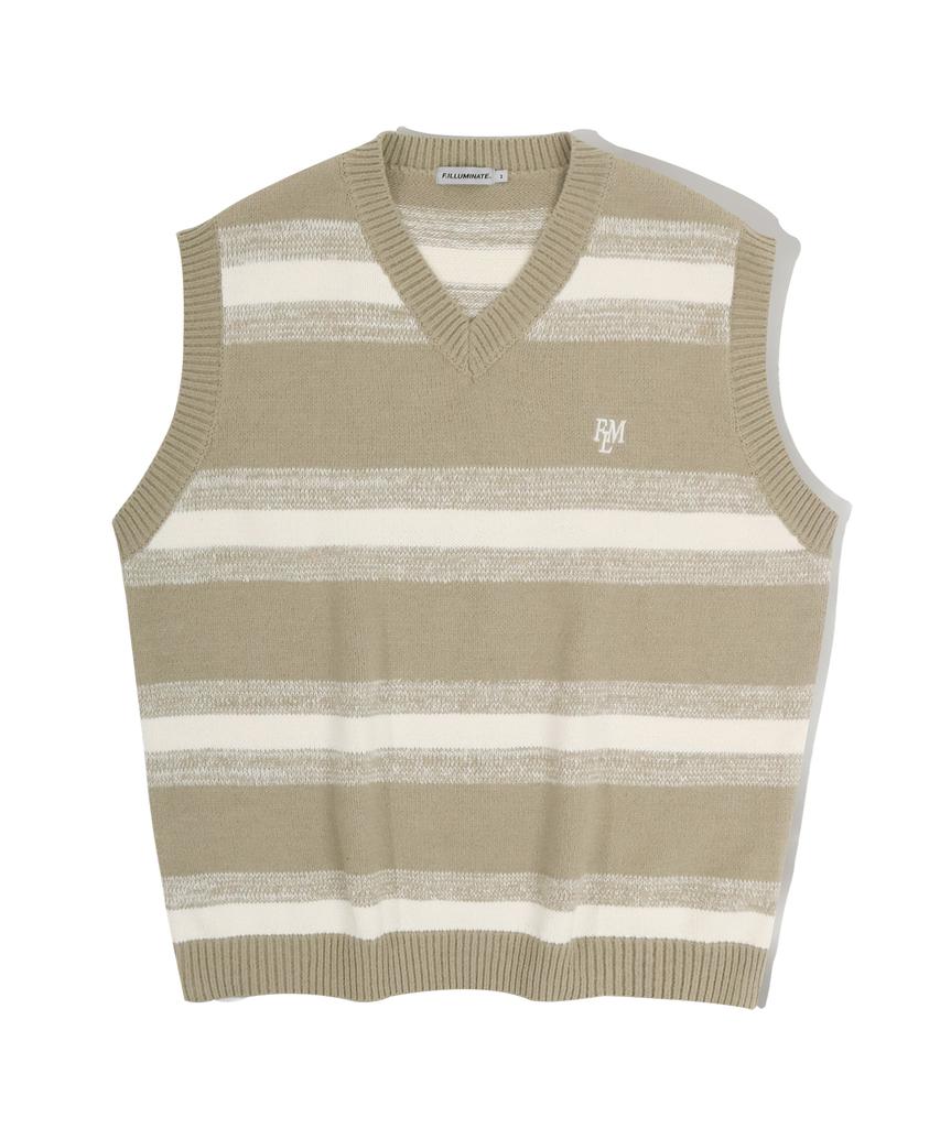 Illuminate Flm Striped Knit Vest - Grey