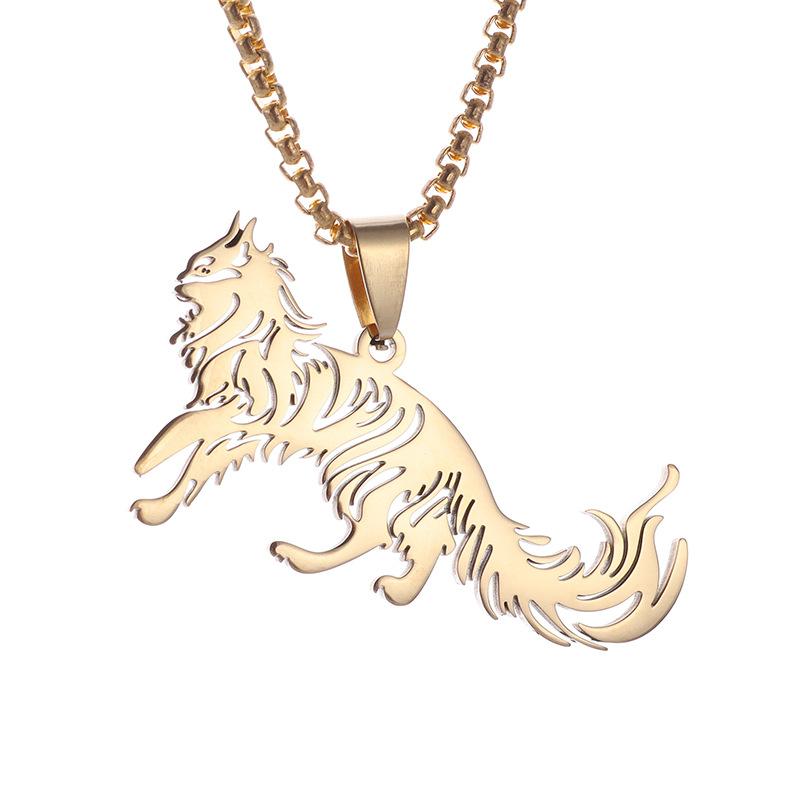 Hot Selling Stainless Steel Cross Chain Animal Pendant Pendant Personalized Domineering Cat Necklace