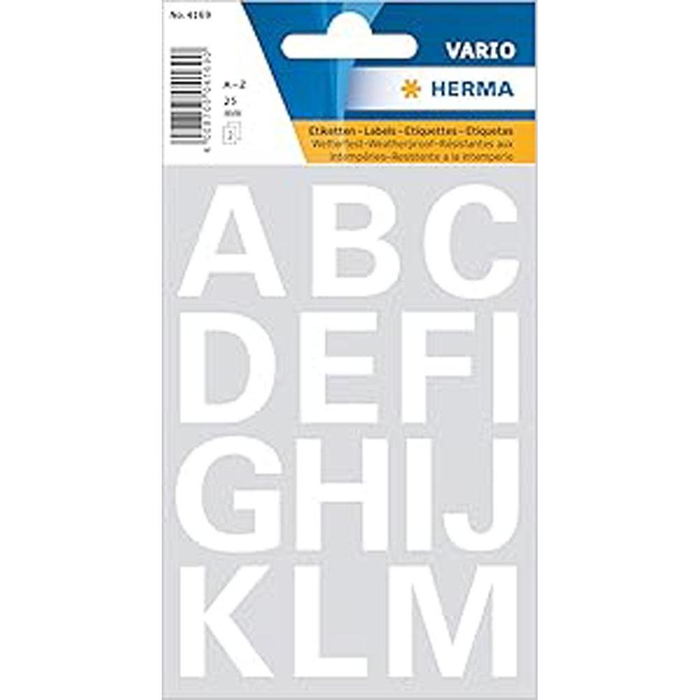 Herma Weatherproof Film Letter Sticker A-Z 25mm (White)